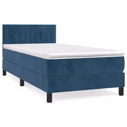 vidaXL Giroletto a Molle con Materasso Blu Scuro 100x200 cm in Velluto - Vista aggiuntiva 2