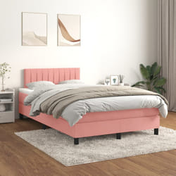vidaXL Giroletto a Molle con Materasso Rosa 120x200 cm in Velluto