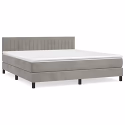 vidaXL Giroletto a Molle con Materasso Grigio Chiaro 160x200cm Velluto - Vista aggiuntiva 2