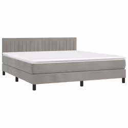 vidaXL Giroletto a Molle con Materasso Grigio Chiaro 160x200cm Velluto - Vista aggiuntiva 3