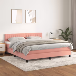 Giroletto a Molle con Materasso Rosa 160x200 cm in Vellutocod mxl 99692