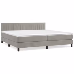 vidaXL Giroletto a Molle con Materasso Grigio Chiaro 200x200cm Velluto - Vista aggiuntiva 2