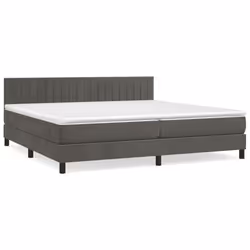 vidaXL Giroletto a Molle con Materasso Grigio Scuro 200x200 cm Velluto - Vista aggiuntiva 2