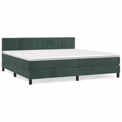 vidaXL Giroletto a Molle con Materasso Verde Scuro 200x200 cm Velluto - Vista aggiuntiva 2