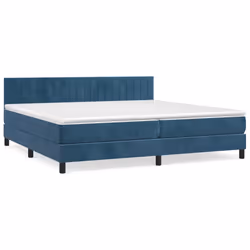 vidaXL Giroletto a Molle con Materasso Blu Scuro 200x200 cm in Velluto - Vista aggiuntiva 2