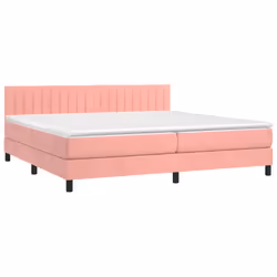 vidaXL Giroletto a Molle con Materasso Rosa 200x200 cm in Velluto - Vista aggiuntiva 3