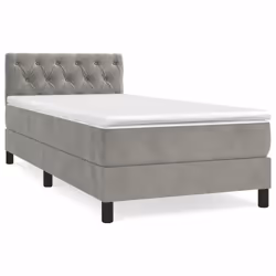 vidaXL Giroletto a Molle con Materasso Grigio Chiaro 80x200 cm Velluto - Vista aggiuntiva 2