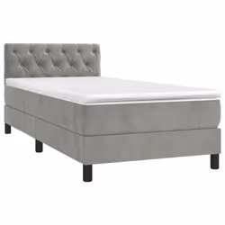 vidaXL Giroletto a Molle con Materasso Grigio Chiaro 80x200 cm Velluto - Vista aggiuntiva 3