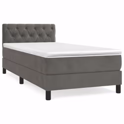 vidaXL Giroletto a Molle con Materasso Grigio Scuro 80x200 cm Velluto - Vista aggiuntiva 2
