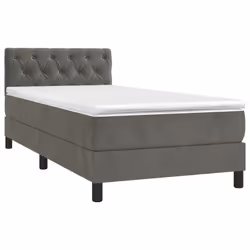 vidaXL Giroletto a Molle con Materasso Grigio Scuro 80x200 cm Velluto - Vista aggiuntiva 3