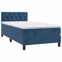 vidaXL Giroletto a Molle con Materasso Blu Scuro 80x200 cm in Velluto - Vista aggiuntiva 3