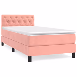 vidaXL Giroletto a Molle con Materasso Rosa 80x200 cm in Velluto - Vista aggiuntiva 2
