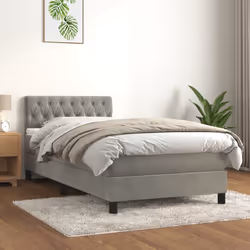 Giroletto a Molle con Materasso Grigio Chiaro 90x190 cm Vellutocod mxl 99684