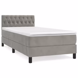 Giroletto a Molle con Materasso Grigio Chiaro 90x190 cm Vellutocod mxl 99684