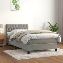 vidaXL Giroletto a Molle con Materasso Grigio Chiaro 90x200 cm Velluto