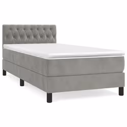 vidaXL Giroletto a Molle con Materasso Grigio Chiaro 90x200 cm Velluto - Vista aggiuntiva 2