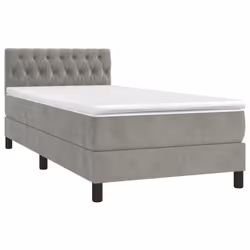 vidaXL Giroletto a Molle con Materasso Grigio Chiaro 90x200 cm Velluto - Vista aggiuntiva 3