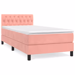 vidaXL Giroletto a Molle con Materasso Rosa 90x200 cm in Velluto - Vista aggiuntiva 2