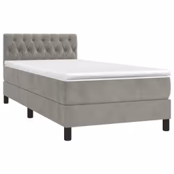 vidaXL Giroletto a Molle con Materasso Grigio Chiaro 100x200cm Velluto - Vista aggiuntiva 3