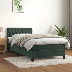 vidaXL Giroletto a Molle con Materasso Verde Scuro 100x200 cm Velluto