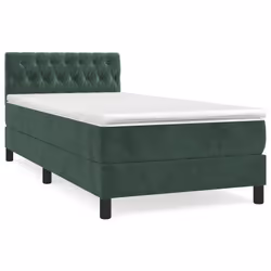 vidaXL Giroletto a Molle con Materasso Verde Scuro 100x200 cm Velluto - Vista aggiuntiva 2