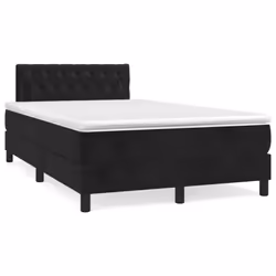 vidaXL Giroletto a Molle con Materasso Nero 120x200 cm in Velluto - Vista aggiuntiva 2