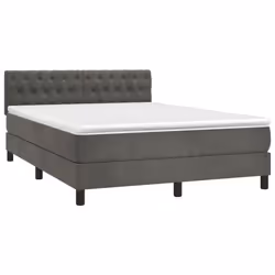 vidaXL Giroletto a Molle con Materasso Grigio Scuro 140x190 cm Velluto - Vista aggiuntiva 3