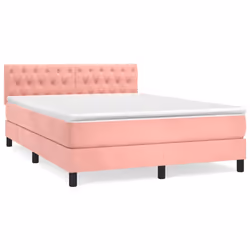 Giroletto a Molle con Materasso Rosa 140x190 cm in Vellutocod mxl 123635 - Vista aggiuntiva 2