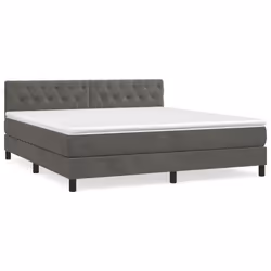 vidaXL Giroletto a Molle con Materasso Grigio Scuro 160x200 cm Velluto - Vista aggiuntiva 2