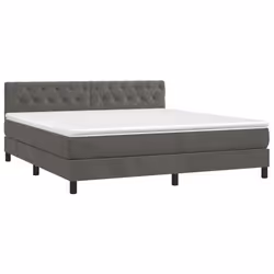vidaXL Giroletto a Molle con Materasso Grigio Scuro 160x200 cm Velluto - Vista aggiuntiva 3