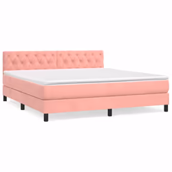 Giroletto a Molle con Materasso Rosa 160x200 cm in Vellutocod mxl 76869 - Vista aggiuntiva 2
