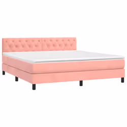 Giroletto a Molle con Materasso Rosa 160x200 cm in Vellutocod mxl 76869 - Vista aggiuntiva 3