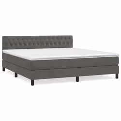 vidaXL Giroletto a Molle con Materasso Grigio Scuro 180x200 cm Velluto - Vista aggiuntiva 2