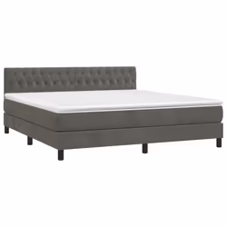 vidaXL Giroletto a Molle con Materasso Grigio Scuro 180x200 cm Velluto - Vista aggiuntiva 3