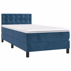 vidaXL Giroletto a Molle con Materasso Blu Scuro 80x200 cm in Velluto - Vista aggiuntiva 3