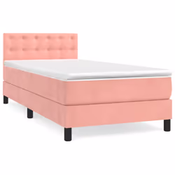 vidaXL Giroletto a Molle con Materasso Rosa 80x200 cm in Velluto - Vista aggiuntiva 2