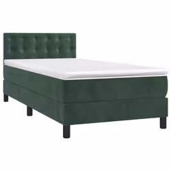 Giroletto a Molle con Materasso Verde Scuro 90x190 cm Vellutocod mxl 75691 - Vista aggiuntiva 3