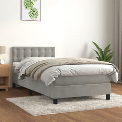 vidaXL Giroletto a Molle con Materasso Grigio Chiaro 90x200 cm Velluto