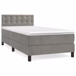 vidaXL Giroletto a Molle con Materasso Grigio Chiaro 90x200 cm Velluto - Vista aggiuntiva 2