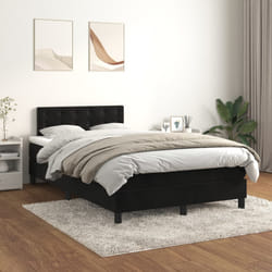 vidaXL Giroletto a Molle con Materasso Nero 120x200 cm in Velluto