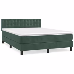 vidaXL Giroletto a Molle con Materasso Verde Scuro 140x190 cm Velluto - Vista aggiuntiva 2