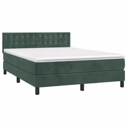 vidaXL Giroletto a Molle con Materasso Verde Scuro 140x190 cm Velluto - Vista aggiuntiva 3