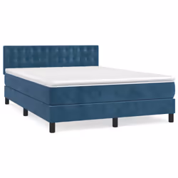 vidaXL Giroletto a Molle con Materasso Blu Scuro 140x200 cm in Velluto - Vista aggiuntiva 2