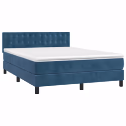 vidaXL Giroletto a Molle con Materasso Blu Scuro 140x200 cm in Velluto - Vista aggiuntiva 3