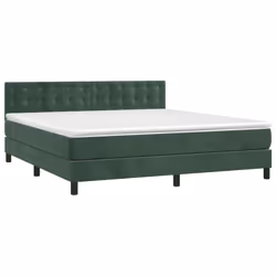 vidaXL Giroletto a Molle con Materasso Verde Scuro 160x200 cm Velluto - Vista aggiuntiva 3