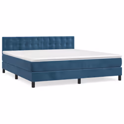 vidaXL Giroletto a Molle con Materasso Blu Scuro 180x200 cm in Velluto - Vista aggiuntiva 2