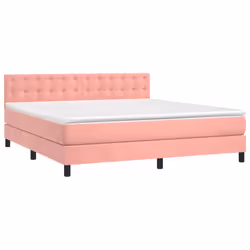 vidaXL Giroletto a Molle con Materasso Rosa 180x200 cm in Velluto - Vista aggiuntiva 3