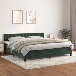 Giroletto a Molle con Materasso Verde Scuro 200x200 cm Vellutocod mxl 75666