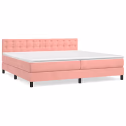 vidaXL Giroletto a Molle con Materasso Rosa 200x200 cm in Velluto - Vista aggiuntiva 2