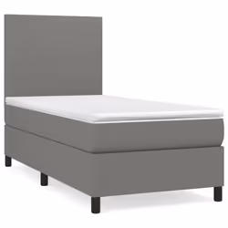 vidaXL Giroletto a Molle con Materasso Grigio Scuro 90x200 cm Tessuto - Vista aggiuntiva 2